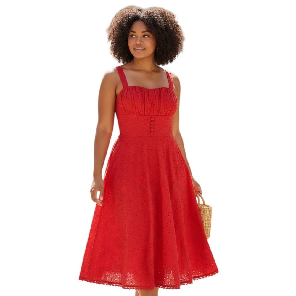 Timeless London Eyelet Empire Waist‎ Womens size 18 Valerie Midi Romantic Dress